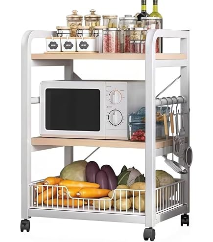 Amazon.co.jp: ワゴン キャスター付き 3段 (折りたたみ) キッチン 作業